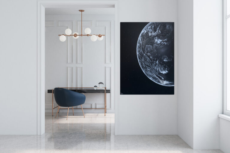 WE ARE THE WORLD mixed media in white room