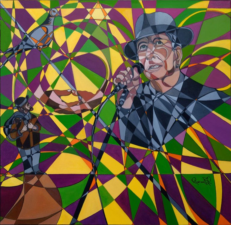 AU FIL DU TEMPS - HOMMAGE À LEONARD COHEN Oil on canvas