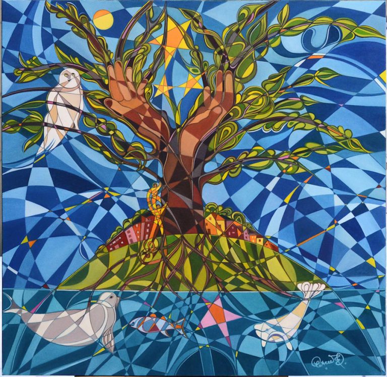 DANS LES MAINS DE LA TERRE Oil on canvas