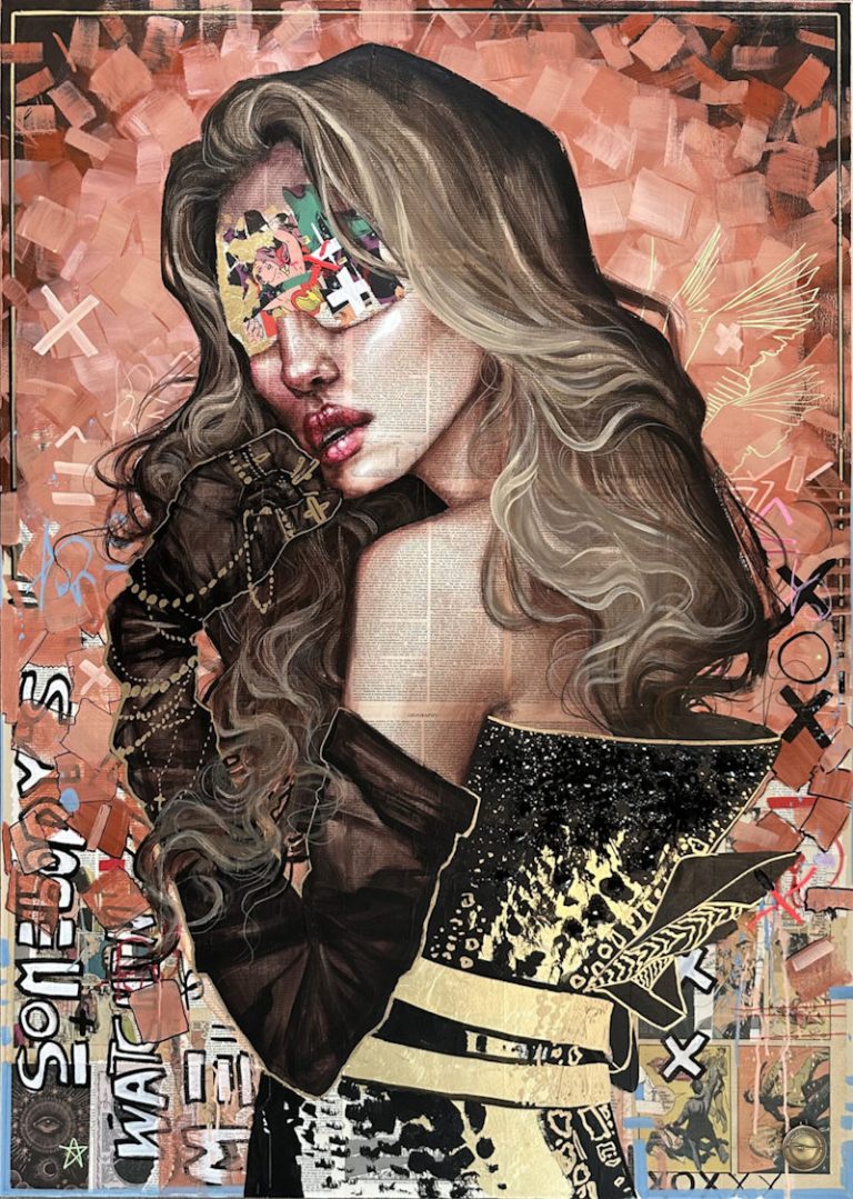 SOMEBODY'S WATCHING ME Mixed media on canvas