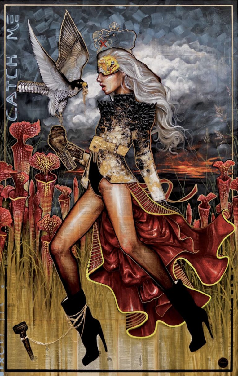THE QUEEN AND THE BEAST Mixed media on canvas